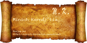 Minich Kornélia névjegykártya